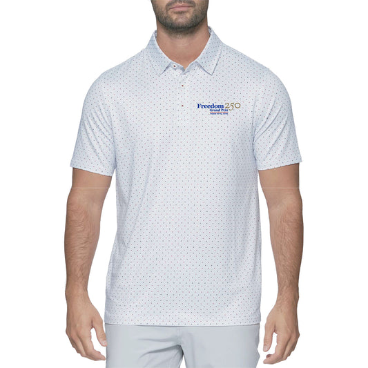2026 Freedom 250 Grand Prix Flag & Anthem Montrose Polo in White - Front View