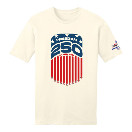 2026 Freedom 250 Grand Prix Crest T-Shirt in White - Front View