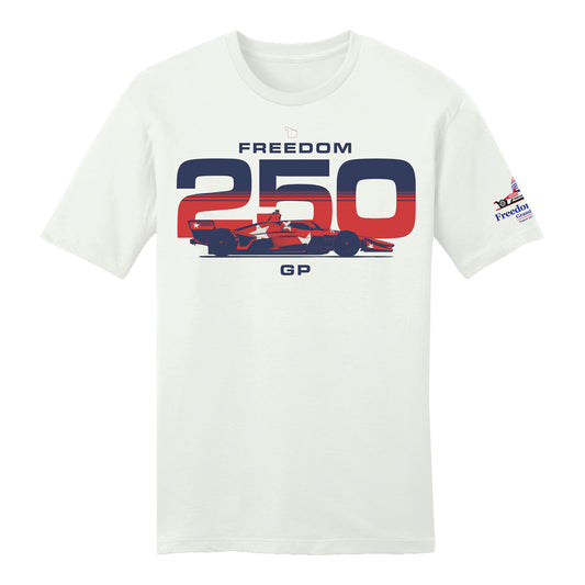 2026 Freedom 250 Grand Prix Car T-Shirt in White - Front View