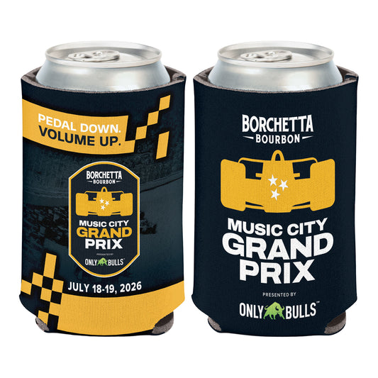 2026 Borchetta Bourbon Music City Grand Prix presented by OnlyBulls Can Cooler in Black - Front and Back View