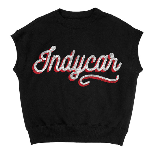 Ladies Script INDYCAR Short Sleeve Sweatshirt in Black - Front View