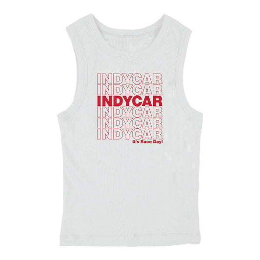 Ladies INDYCAR Race Day Tank in White - Front View