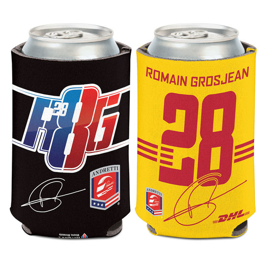 2022 Romain Grosjean Can Cooler in Black & Yellow- Front & Back View