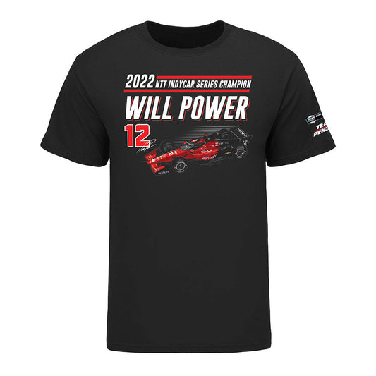 2022 NTT INDYCAR SERIES Champion T-Shirt  Will Power in black - Front View