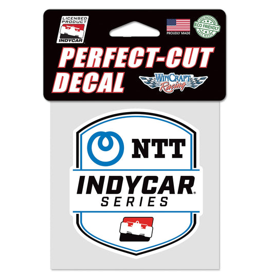 NTT INDYCAR Series Perfect Cut Decal in black, white and blue - front view