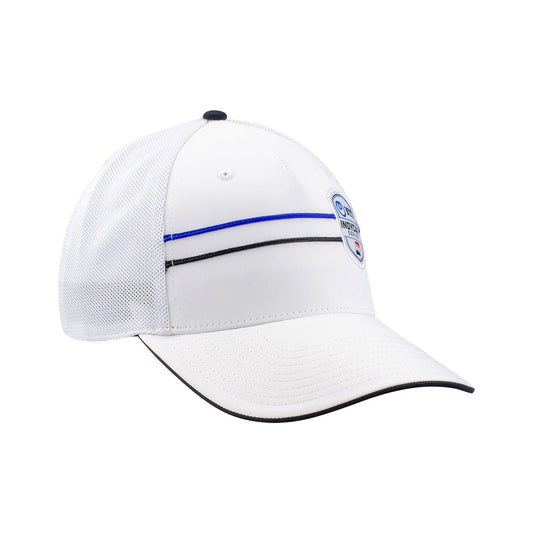 IndyCar NTT Stripe Snapback Hat in white, side view