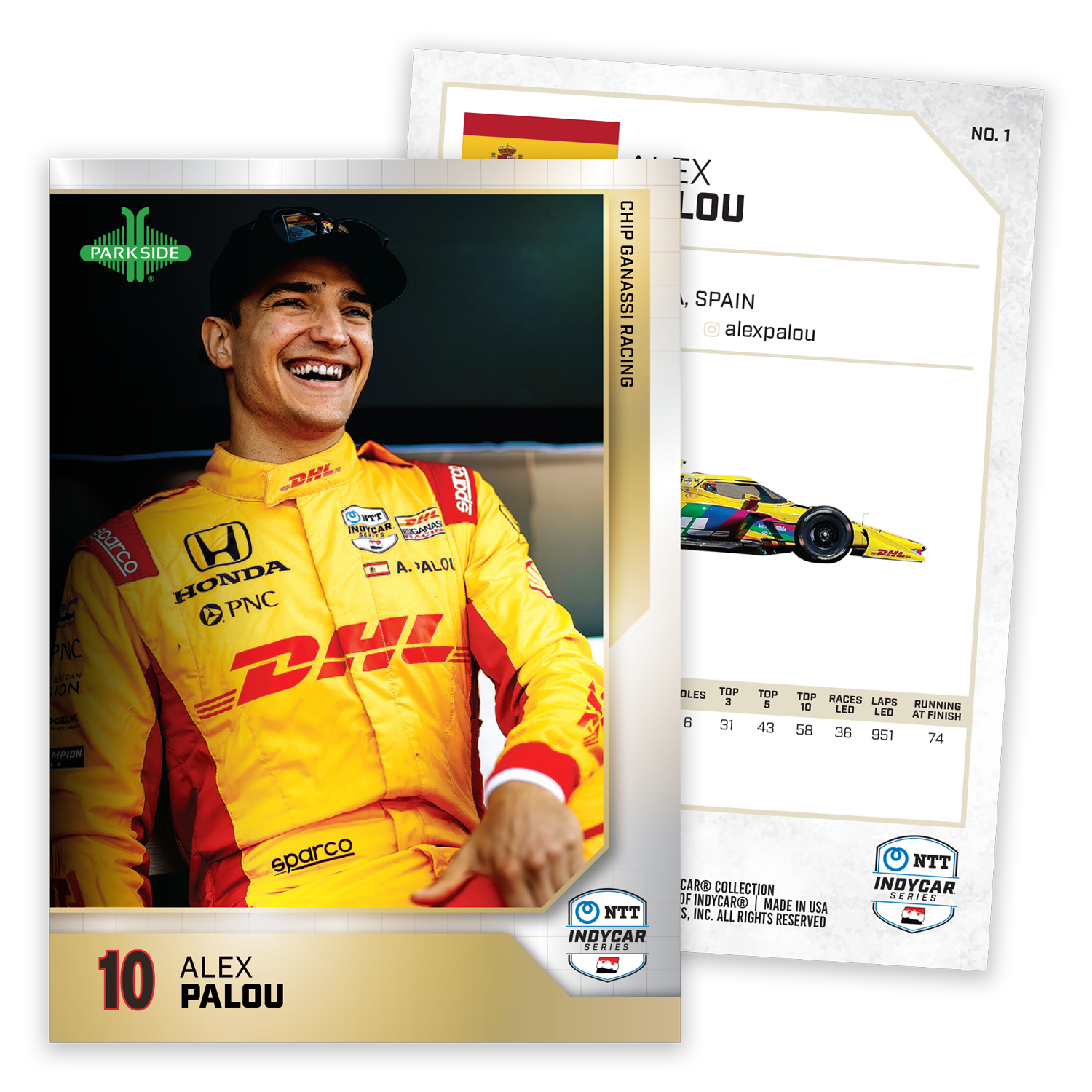 2025 INDYCAR Trading Cards - Alex Palou Front and Back