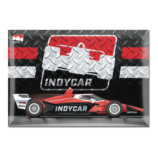 INDYCAR Diamond Plate Magnet with Car - front view