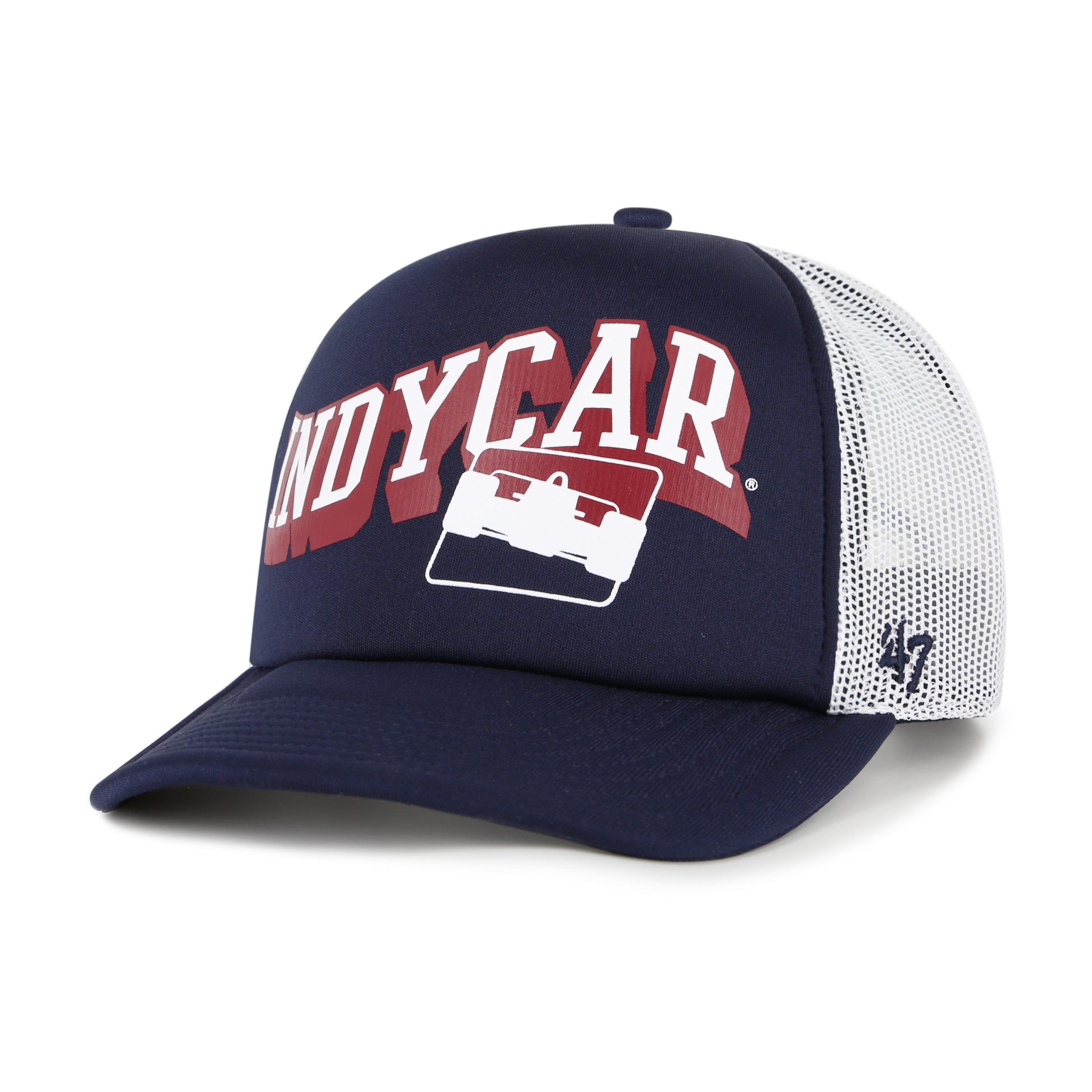 INDYCAR '47 Brand Meander Trucker Hat in Blue - Front Left View