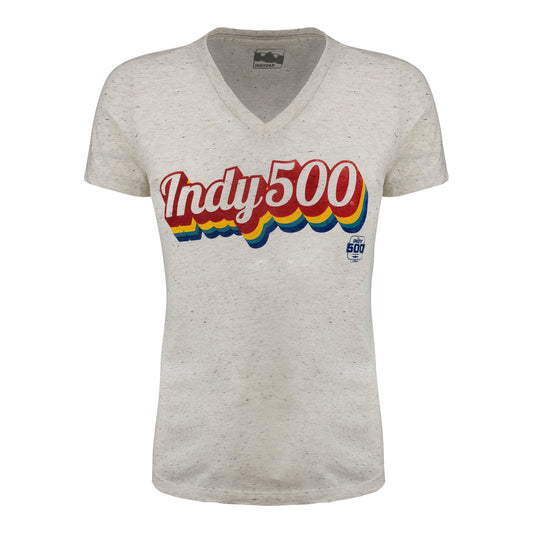 2023 Indianapolis 500 Retro Bubble Text T-Shirt in grey, front view