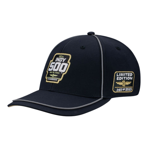 2023 Indianapolis 500 #'D Hat in black and gold, front view