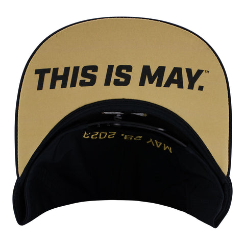 2023 Indianapolis 500 #'D Hat in black and gold, under bill view