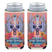 2023 Detroit Grand Prix Slim Can Cooler in multicolor, front and back view