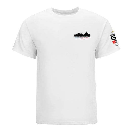 2023 Detroit Grand Prix Skyline T-Shirt in white, front  view