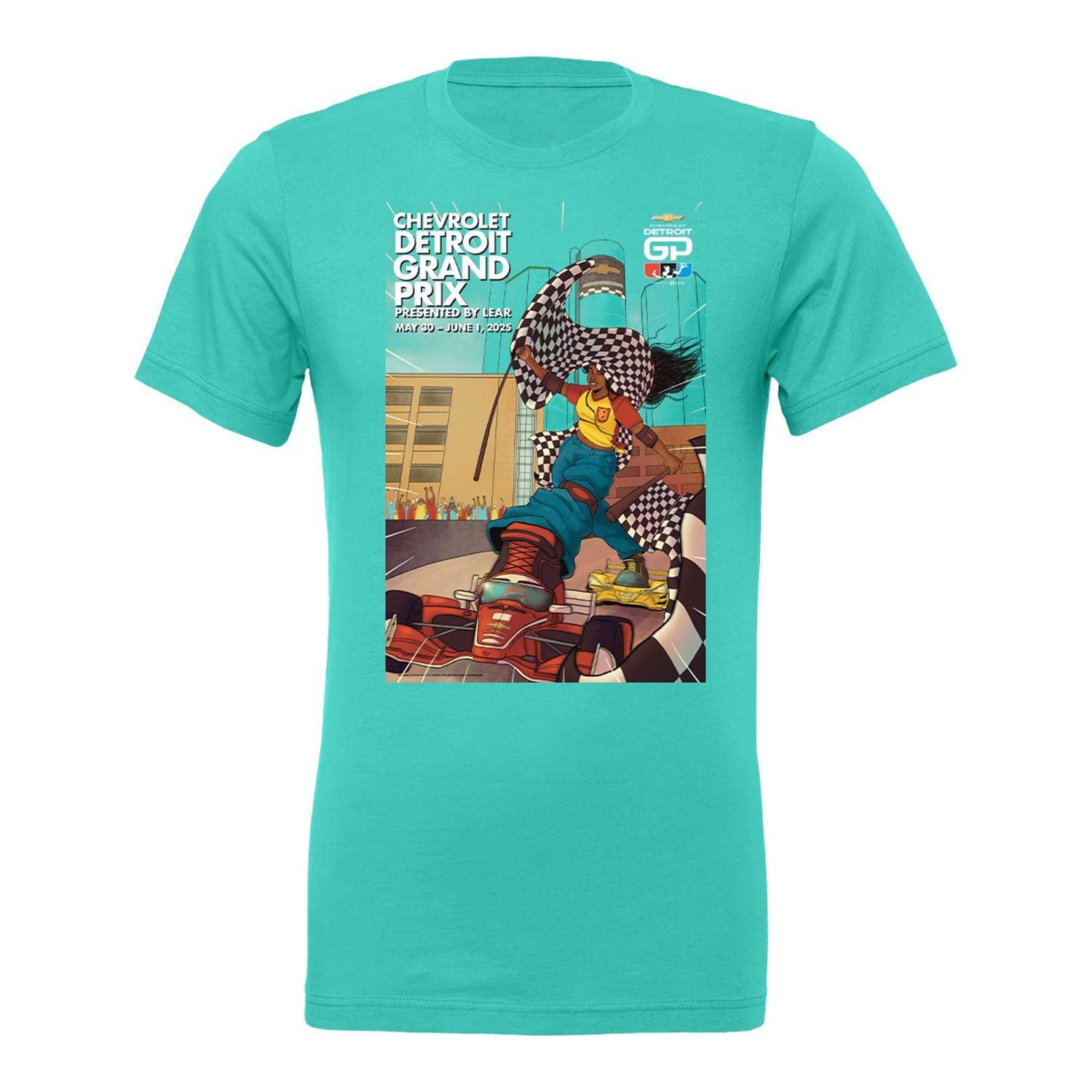 2025 Detroit Grand Prix Poster Shirt in Blue - Front View