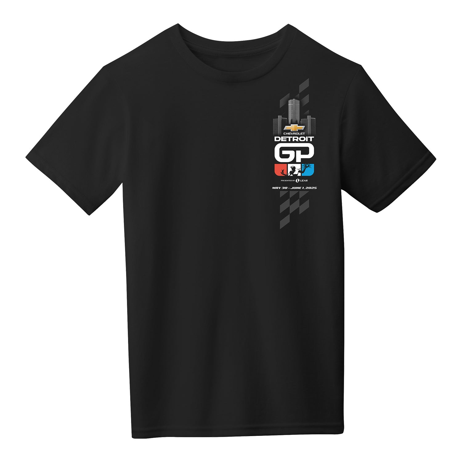 2025 Youth Detroit Grand Prix Ghost Shirt in Black - Front View