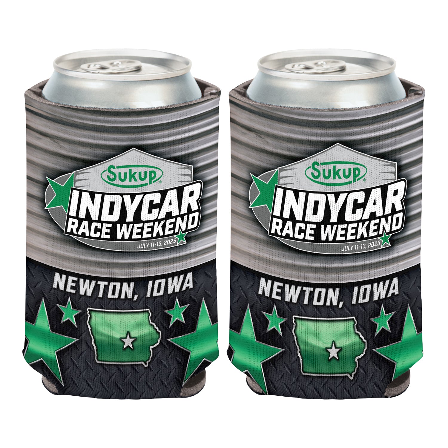 2025 INDYCAR Iowa Sukup Can Cooler 12oz - Front and Back View