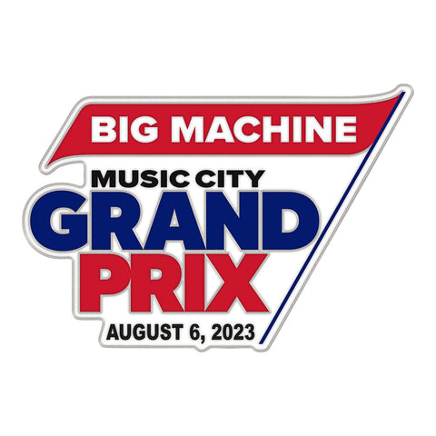 2023 Big Machine Music City Grand Prix Hatpin in red, white, and blue - front view