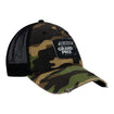 2023 Big Machine Music City Grand Prix Camo Frayed Hat in black and green camo, side view