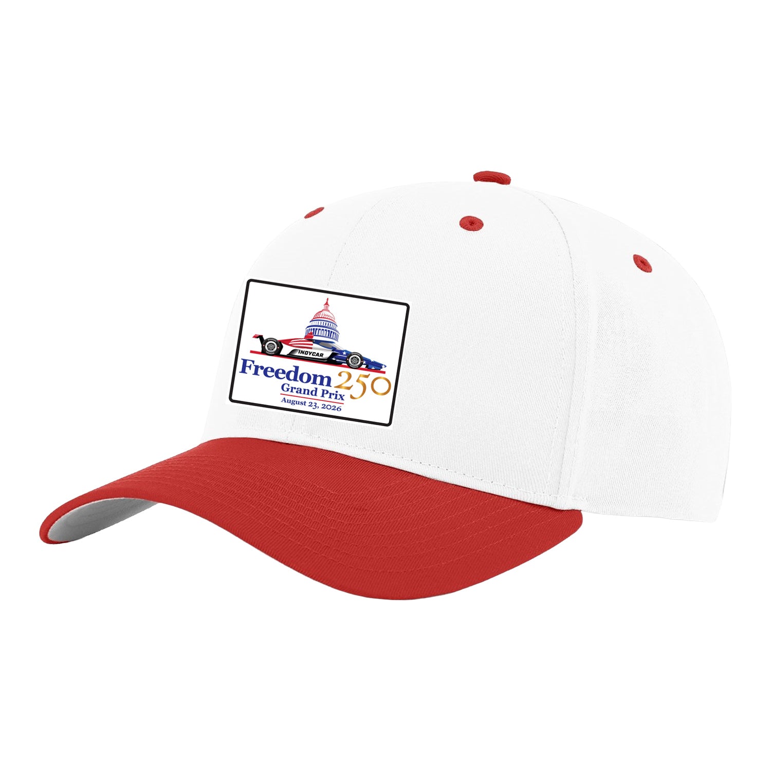 Freedom 250 Grand Prix Patch White Hat In White - Angled Left Side View