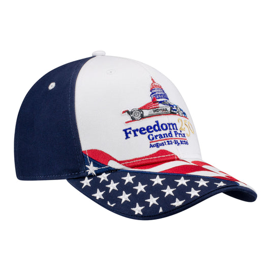 2026 Freedom 250 Grand Prix American Flag Hat in White - Front Right View