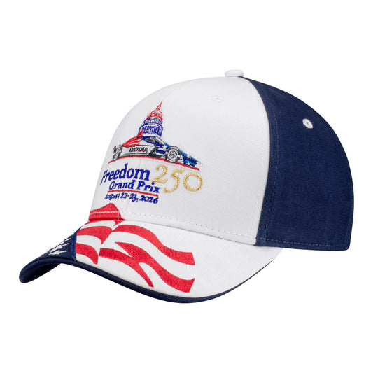 2026 Freedom 250 Grand Prix American Flag Hat in White - Front Left View