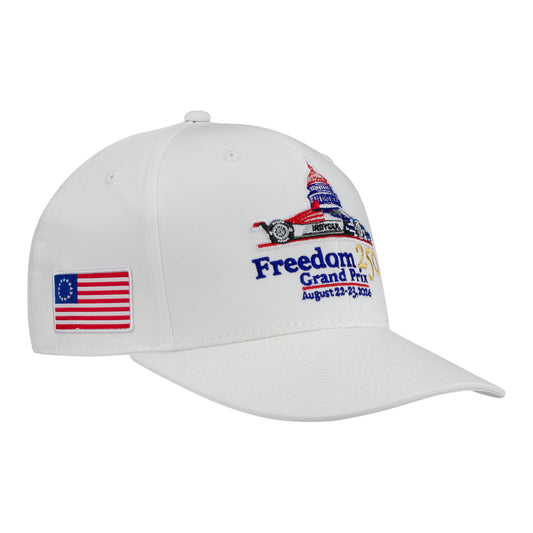 2026 Freedom 250 Grand Prix Betsy Ross Flag Hat In White - Angled Right Side View