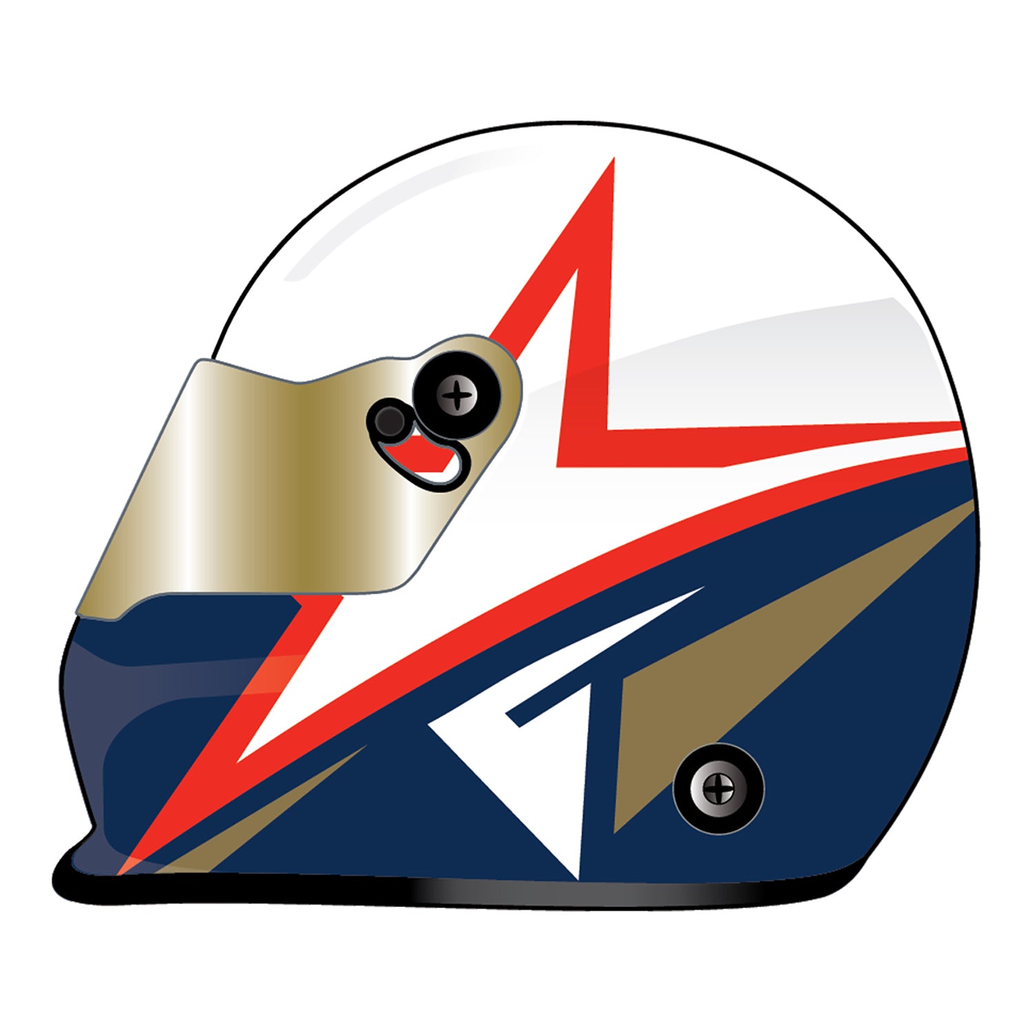 2026 Freedom 250 Grand Prix Full-Size Helmet In Blue, White, Gold & Red - Left Side View