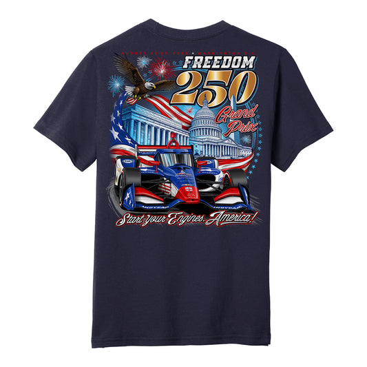 2026 Freedom 250 Grand Prix Youth Graphic T-Shirt in Navy- Back view