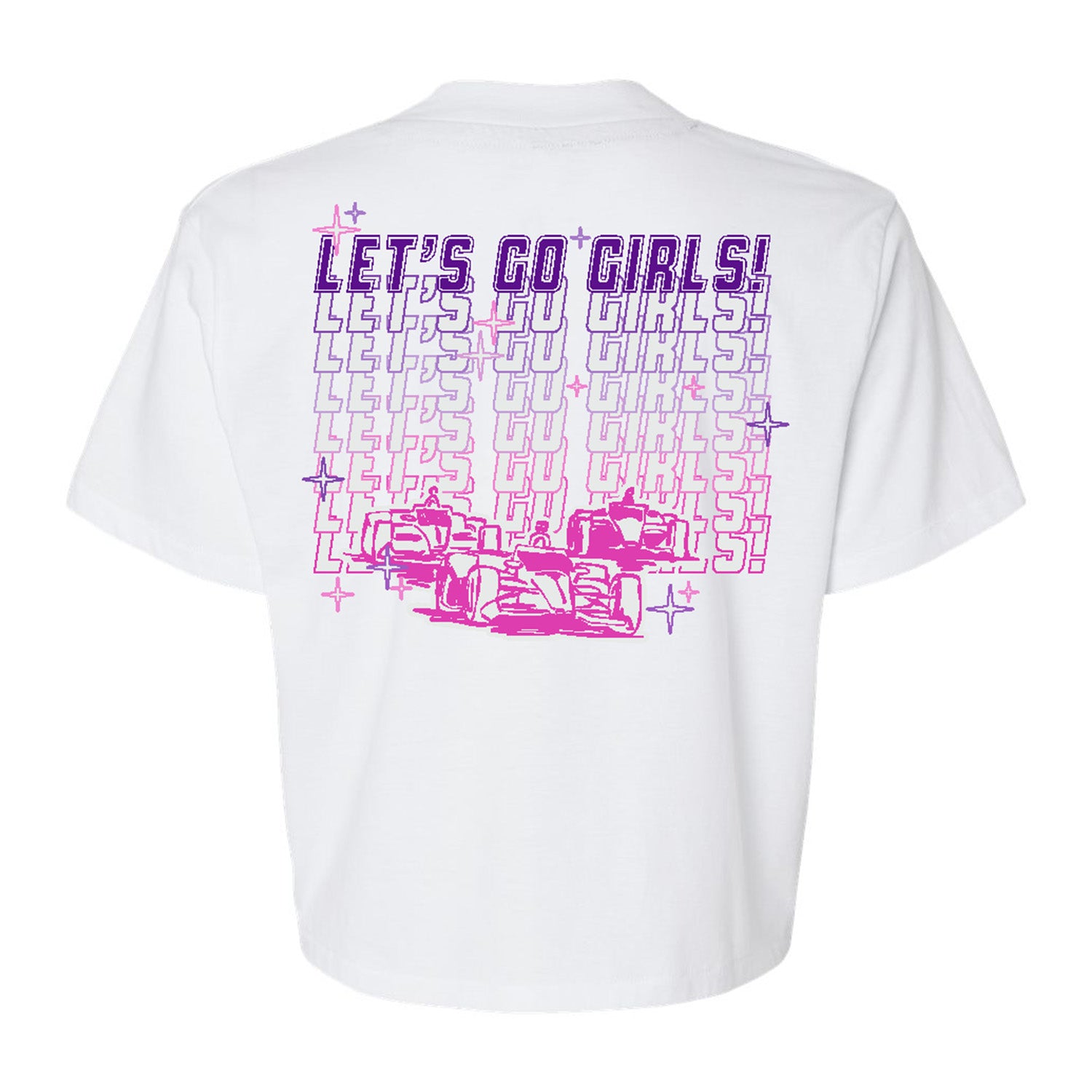 Ladies 2025 Borchetta Bourbon Music City Grand Prix Boxy Crop Top in White - Back View 