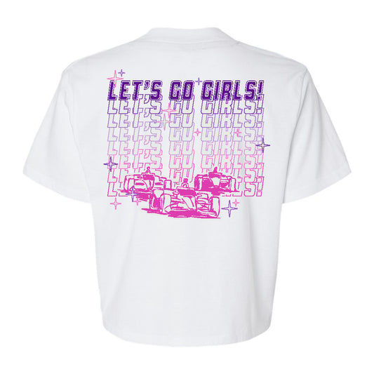 Ladies 2025 Borchetta Bourbon Music City Grand Prix Boxy Crop Top in White - Back View 