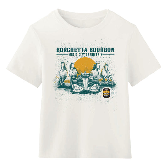 2026 Borchetta Bourbon Music City Grand Prix presented by OnlyBulls Ladies Crop Top in White - Front View