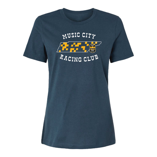 2026 Borchetta Bourbon Music City Grand Prix presented by OnlyBulls Ladies Tennessee T-Shirt in Blue - Front View