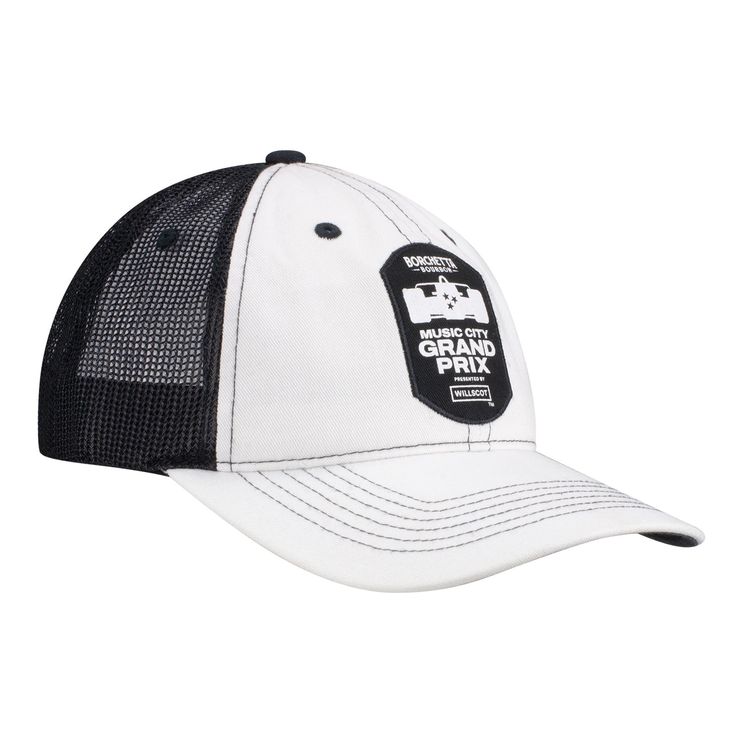 2025 Music City Grand Prix Nashville Meshback Hat in White - Front Right View