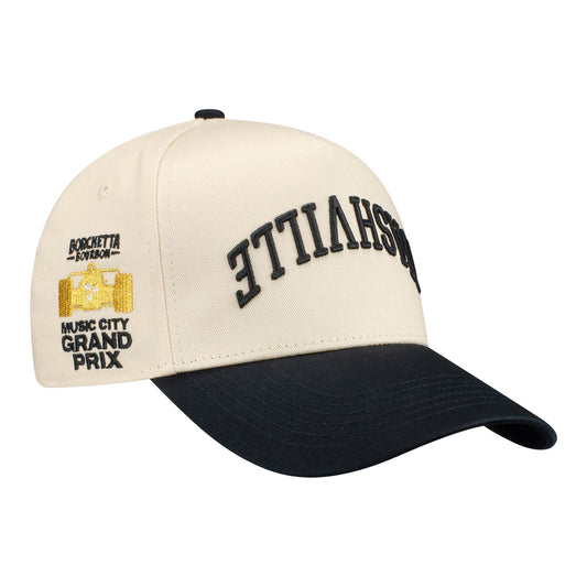 2026 Borchetta Bourbon Music City Grand Prix True Brand Hat in white - front right view