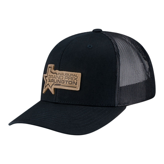 2026 Grand Prix of Arlington Meshback Leather Patch Hat Black - Front Left View