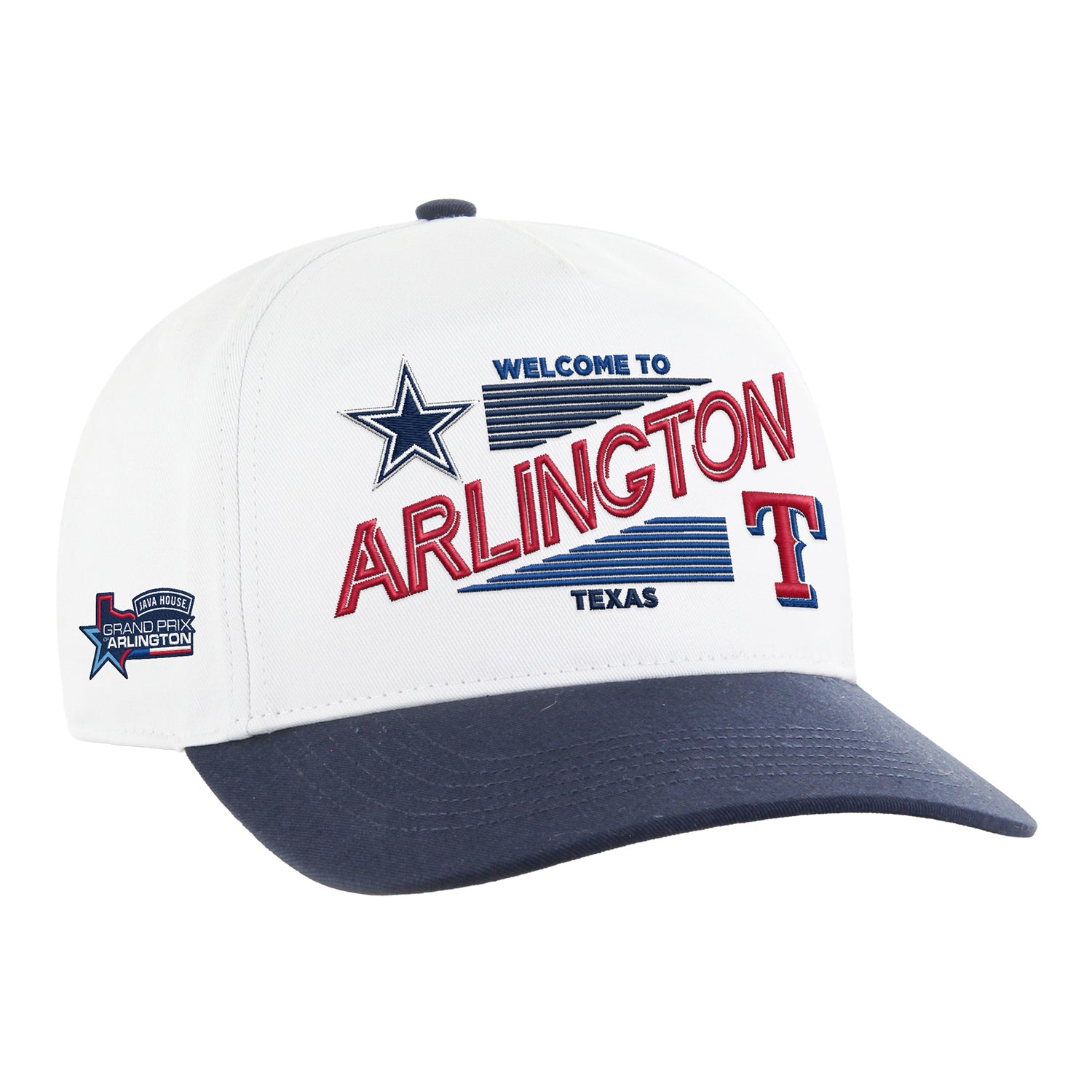 Grand Prix of Arlington x Cowboys x Rangers Collab Hat in White - Front Right View