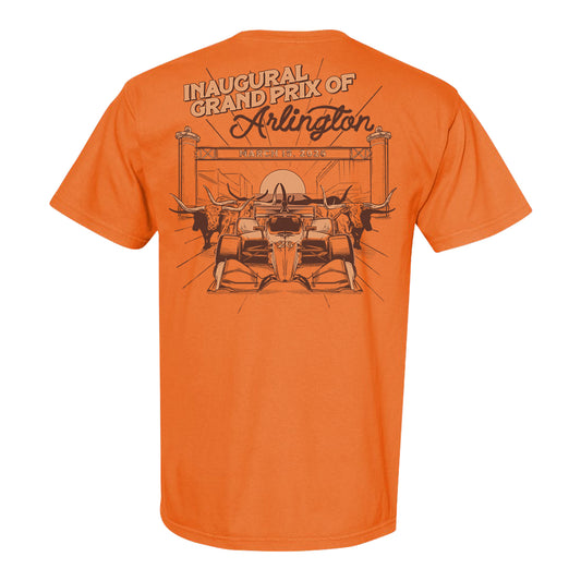Java House Grand Prix of Arlington Stockyards Shirt in orange - Back View