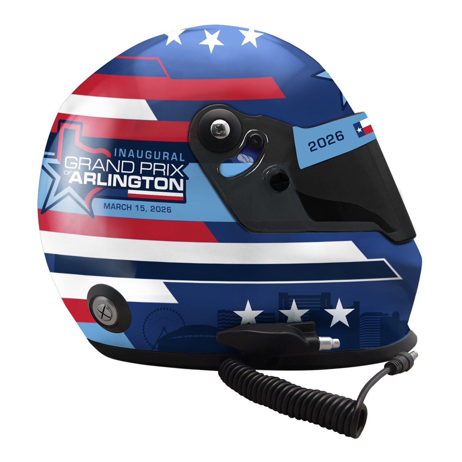 2026 Inaugural Grand Prix of Arlington Full-Size Helmet in Blue - Right side View