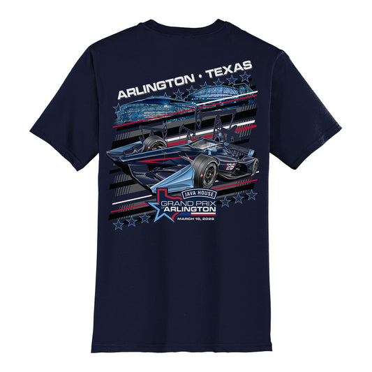 Java House Grand Prix of Arlington Ghost Car Youth Shirt in Navy - Back View