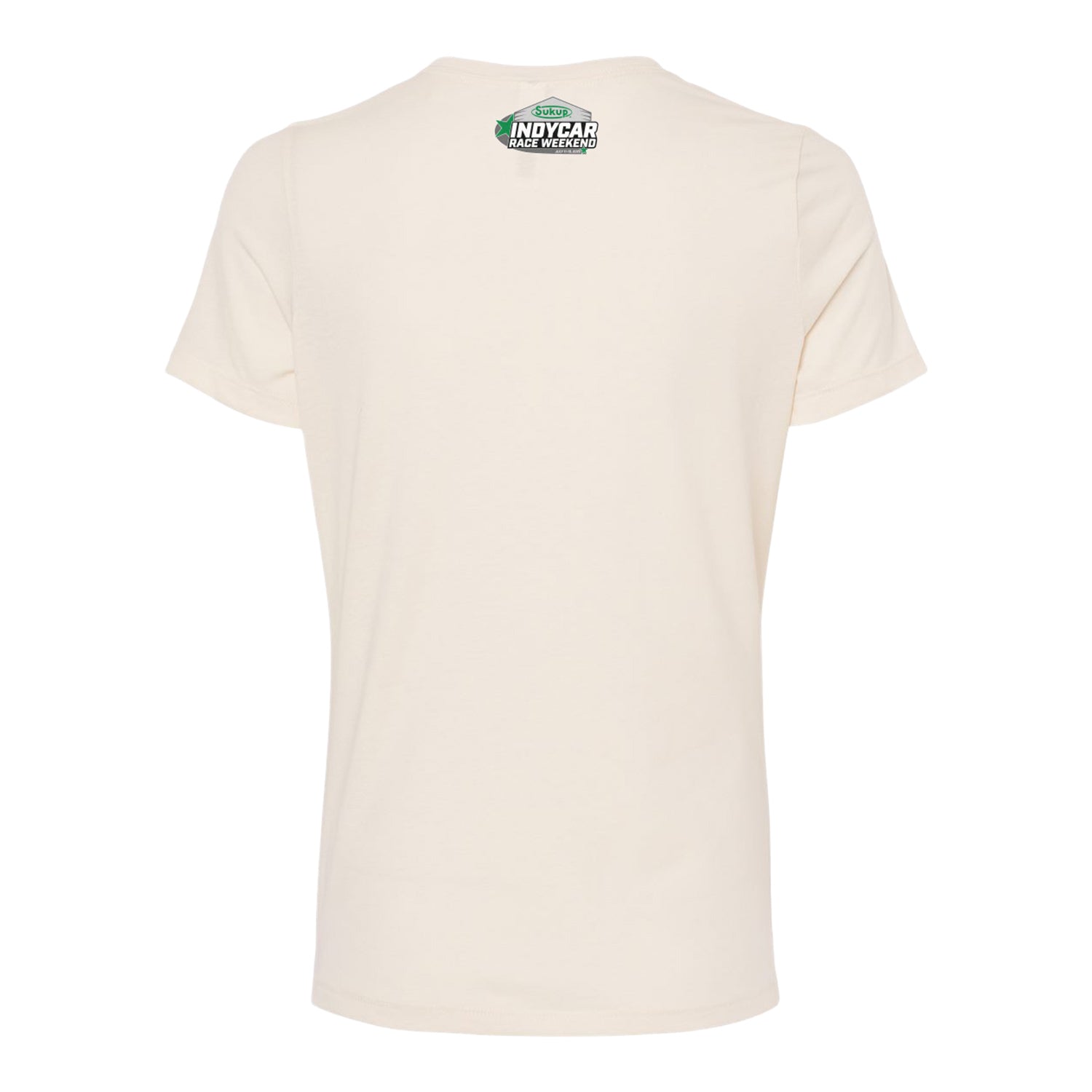 Ladies 2025 Sukup INDYCAR Race Weekend Post Card T-Shirt in White - Back View