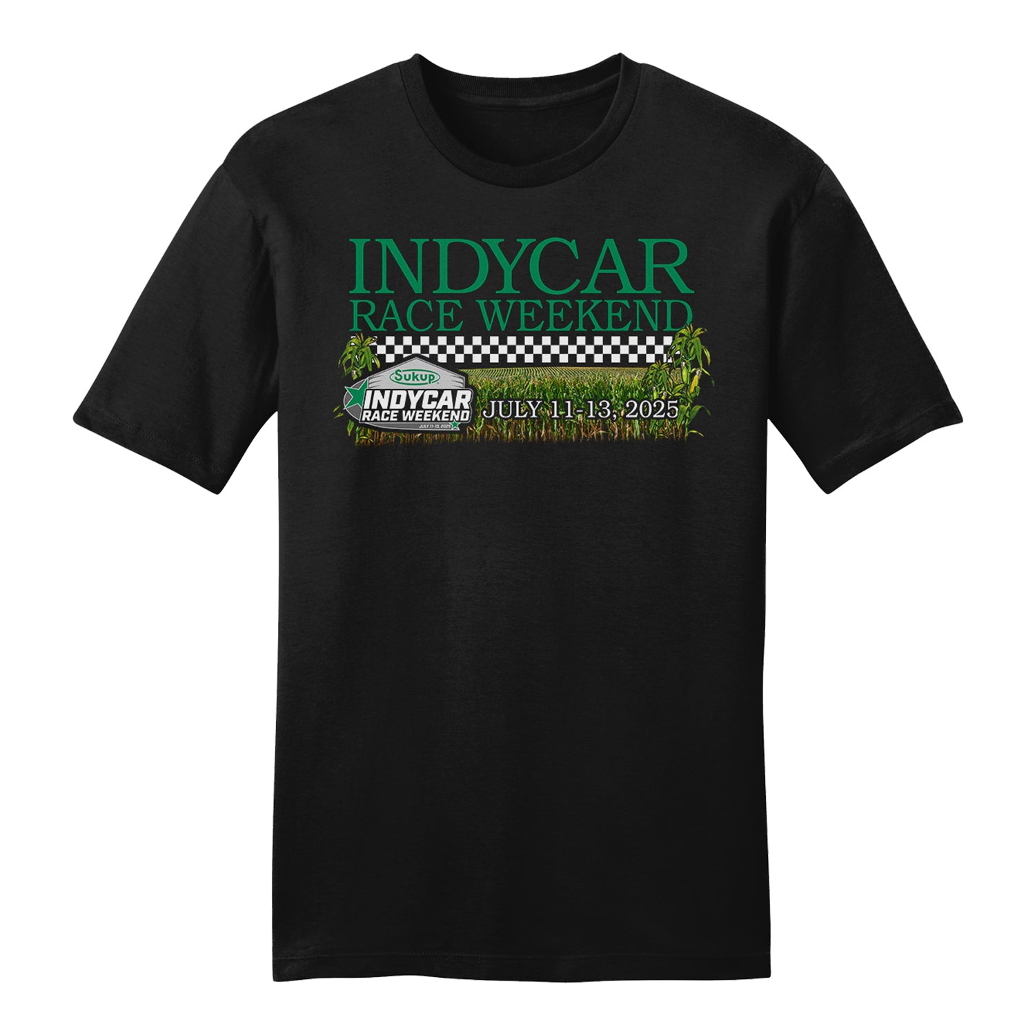 2025 Sukup INDYCAR Race Weekend Ghost Car T-Shirt in Black - Front View