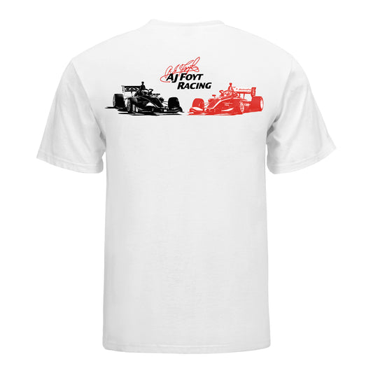 2026 AJ Foyt Racing INDY NXT T-Shirt in White - Back View