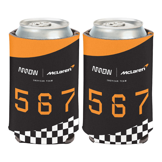 Arrow McLaren Can Cooler in Black and Orange - Front View