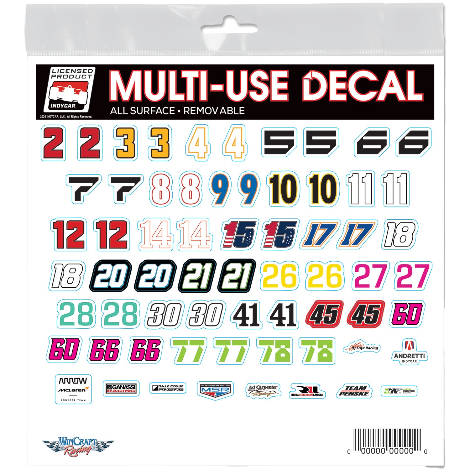 2024 NTT INDYCAR SERIES Driver Stickers - Front View