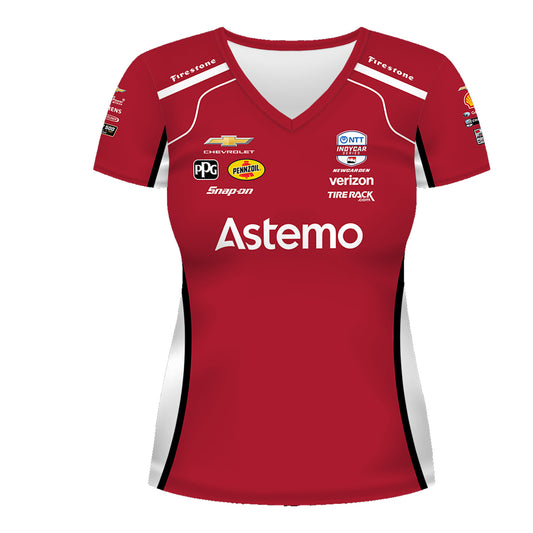 2026 Josef Newgarden Astemo Ladies Jersey in Red - Front View