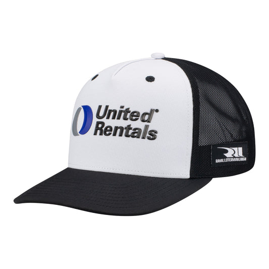 2023 Rahal United Rentals Hat in white and black, front view