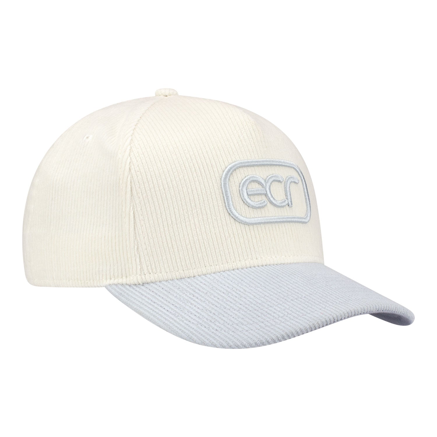 2026 ECR Corduroy Season Fifteen Hat in White - Front Right View