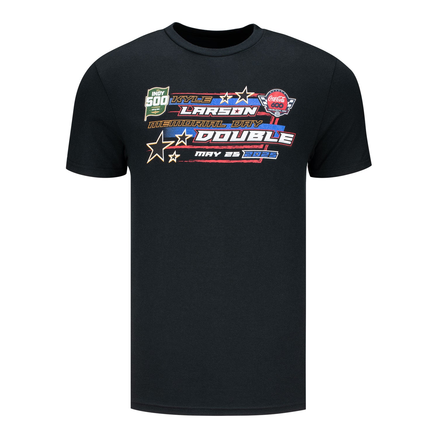 2025 Kyle Larson Memorial Day Double T-Shirt in Black - Front View
