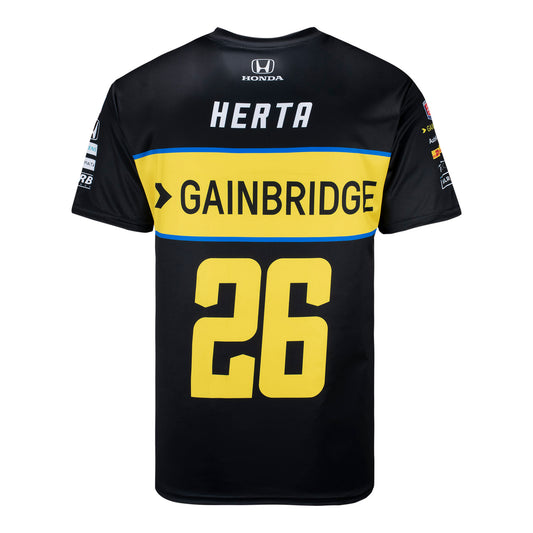 2023 Colton Herta Youth Jersey in black and yellow, back view